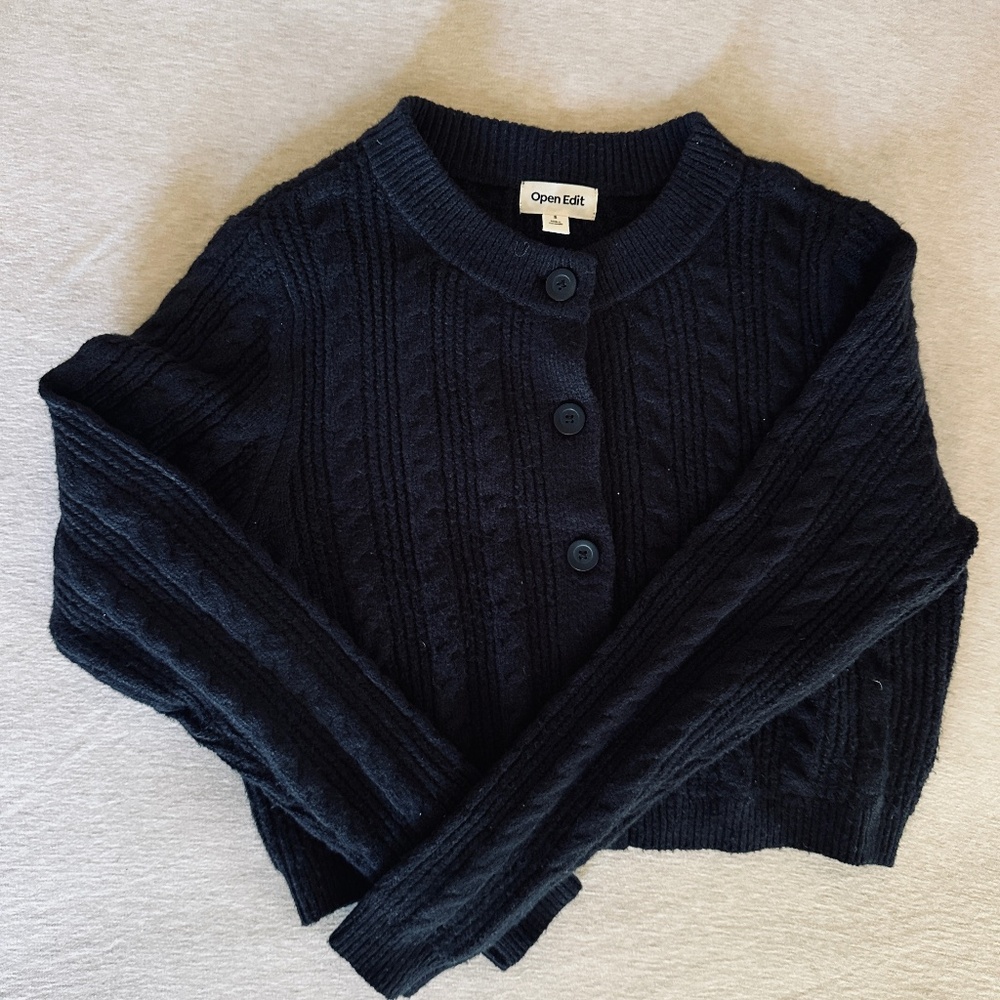 OPEN EDIT open cable knit cardigan cropped